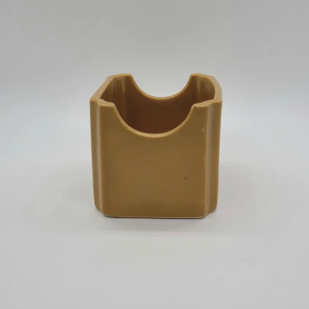Hall China 716 Vintage Tan Ceramic Sugar Packet Holder Caddy Made in USA